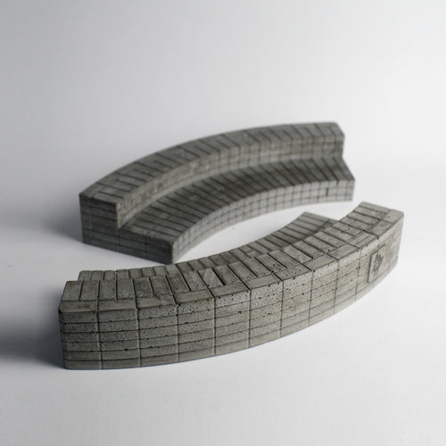 Curve Brick Bench (CBB) Concrete Fingerboard Obstacle, Natural Wash Relic