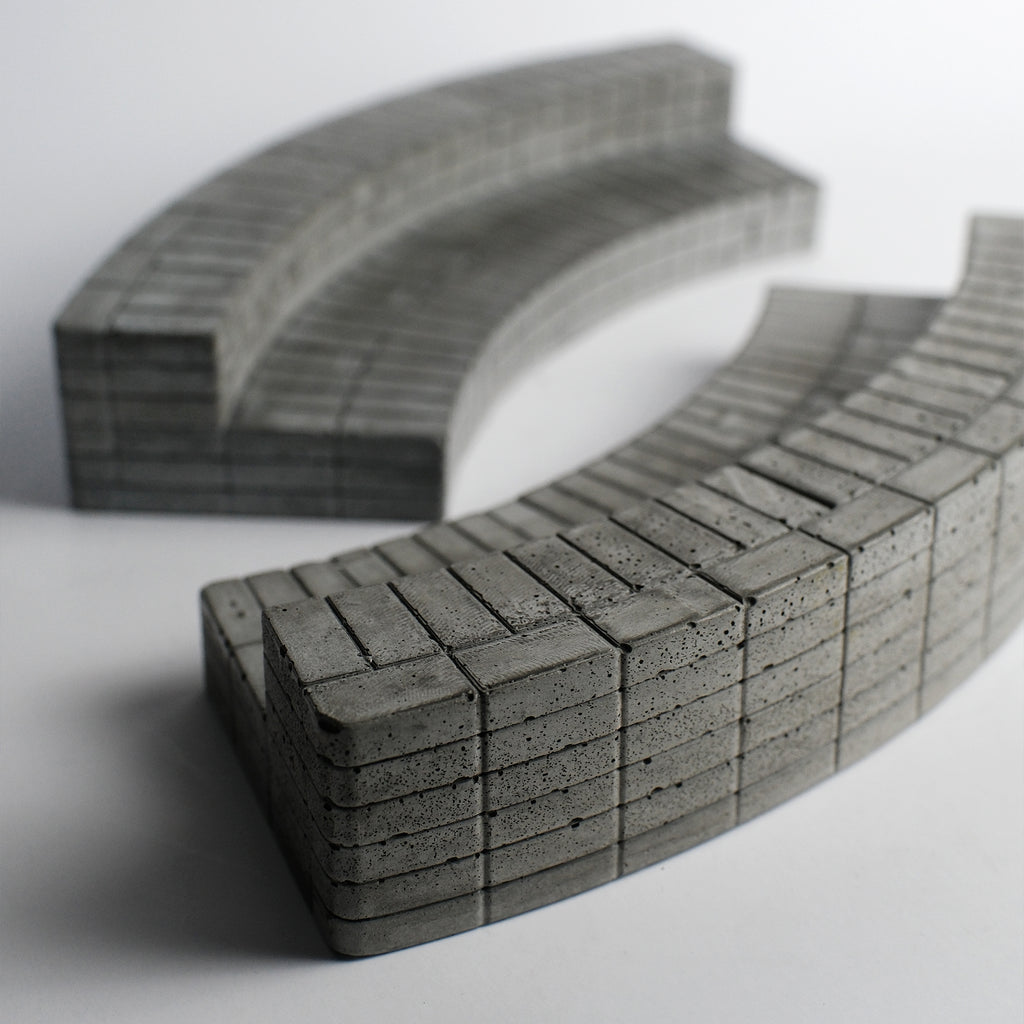 Curve Brick Bench (CBB) Concrete Fingerboard Obstacle, Natural Wash Relic