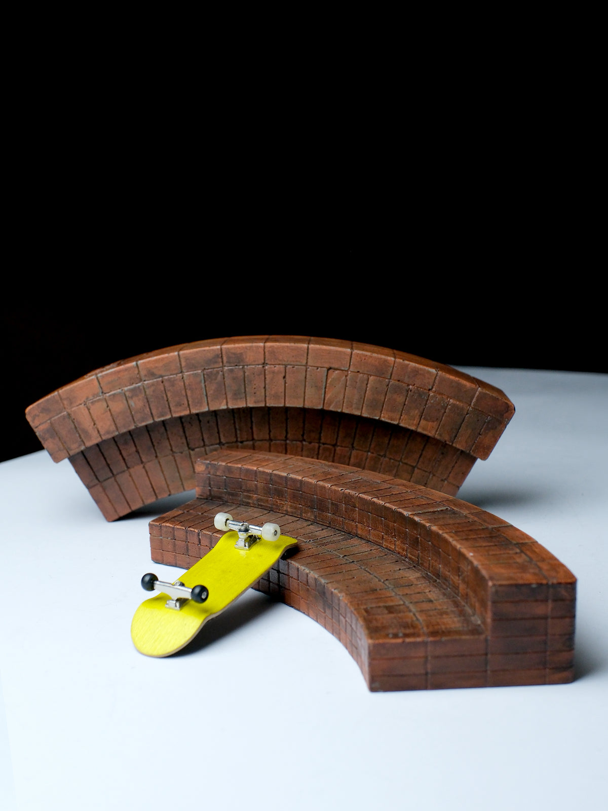 [LIMITED RUN] Curve Brick Bench (CBB) Concrete Fingerboard Obstacle, WRECKED BRICK WASH