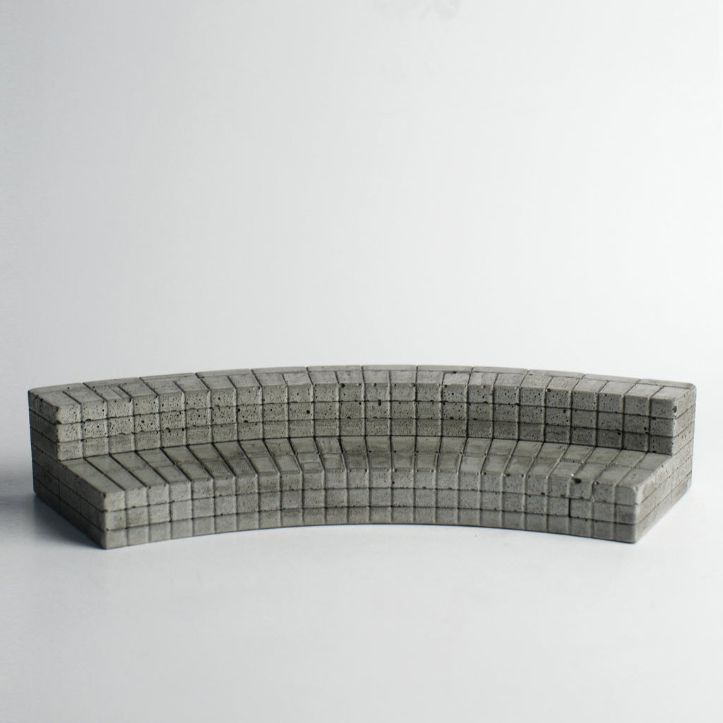 Curve Brick Bench (CBB) Concrete Fingerboard Obstacle, Natural Wash Relic