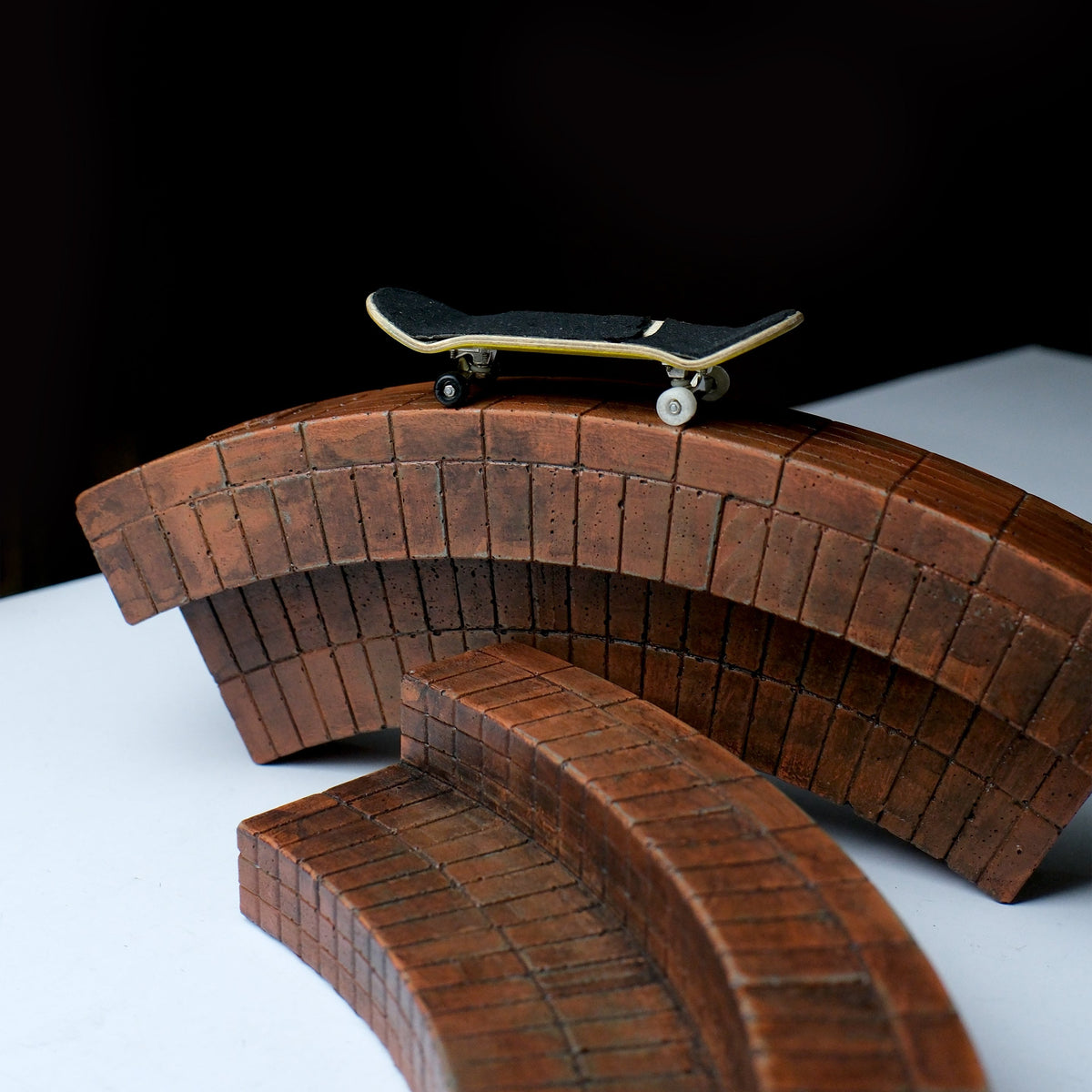 [LIMITED RUN] Curve Brick Bench (CBB) Concrete Fingerboard Obstacle, WRECKED BRICK WASH