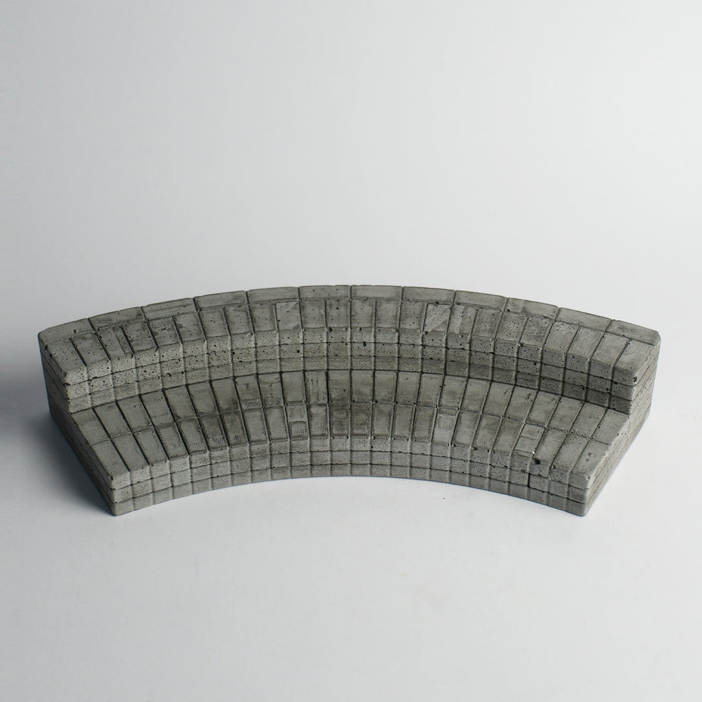 Curve Brick Bench (CBB) Concrete Fingerboard Obstacle, Natural Wash Relic
