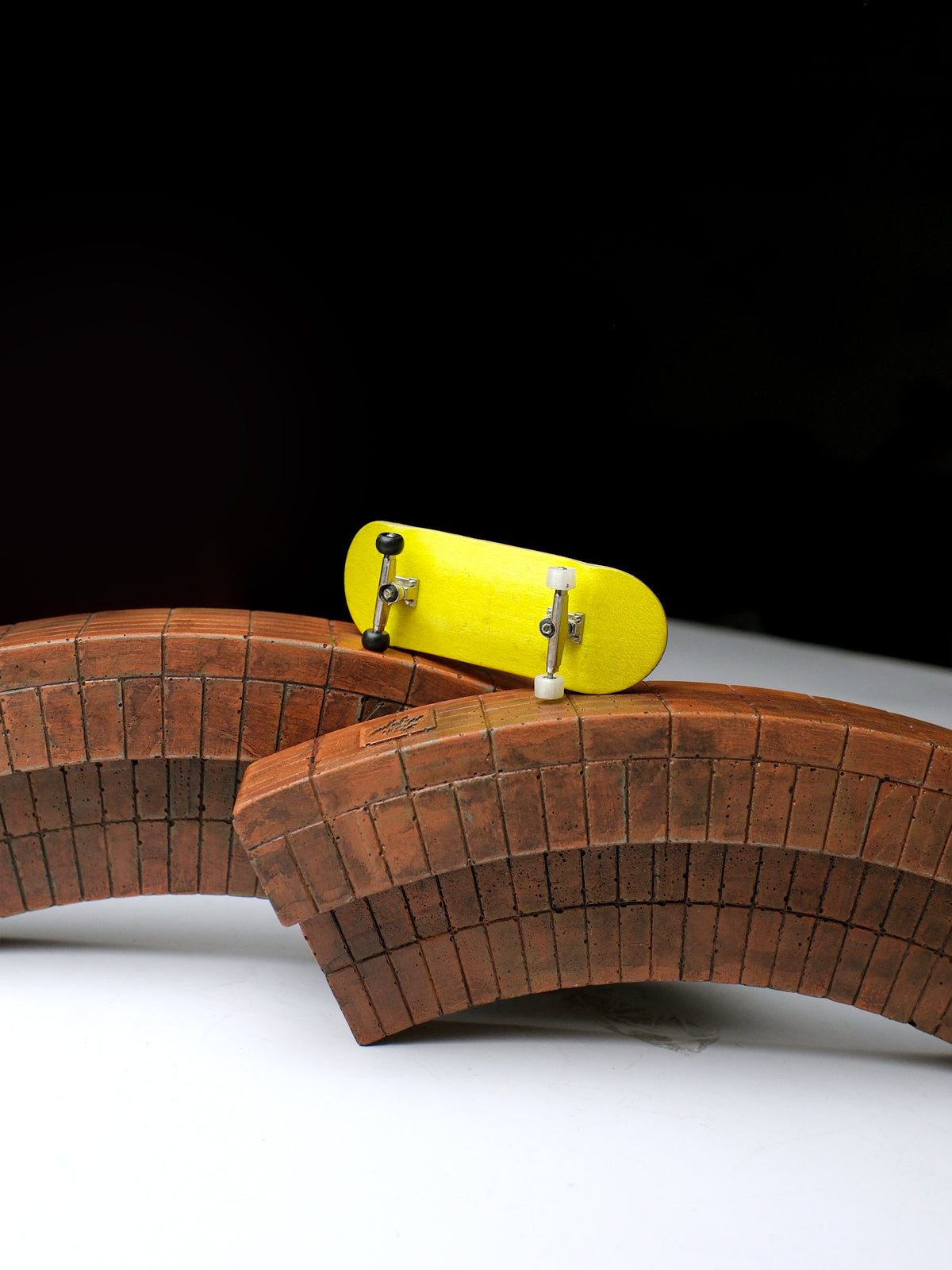 [LIMITED RUN] Curve Brick Bench (CBB) Concrete Fingerboard Obstacle, WRECKED BRICK WASH